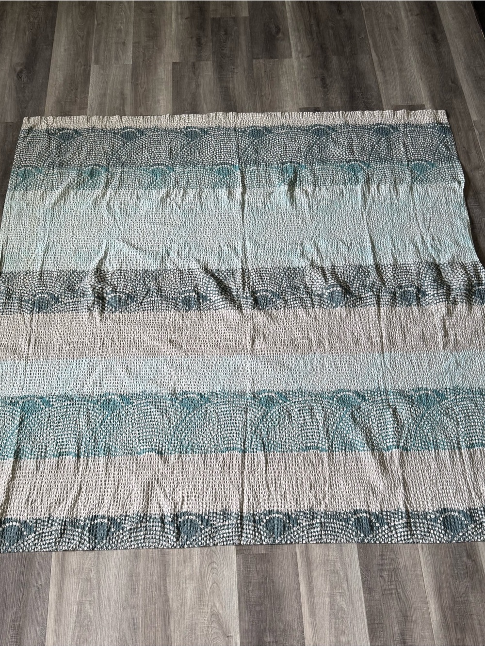 Threshold 100% Cotton Shower Curtain Teal Gray Abstract Matelasse Textured
